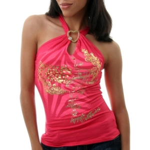 Organic Cotton Jersey Women's Top with Gold Foil Print